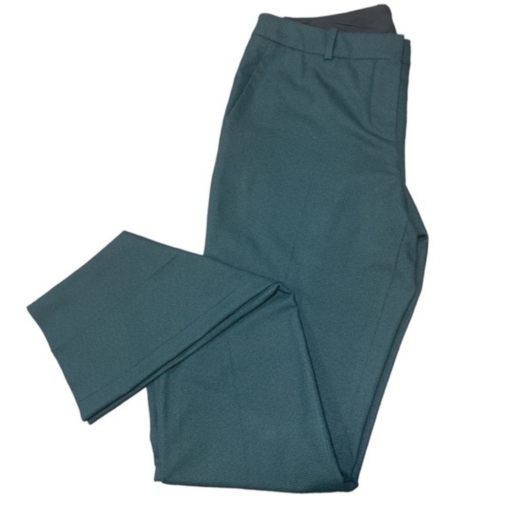Hugo Boss ✘ Green Titana Textured Mid-Rise Flat Front Pleat Ankle Trouser Pants